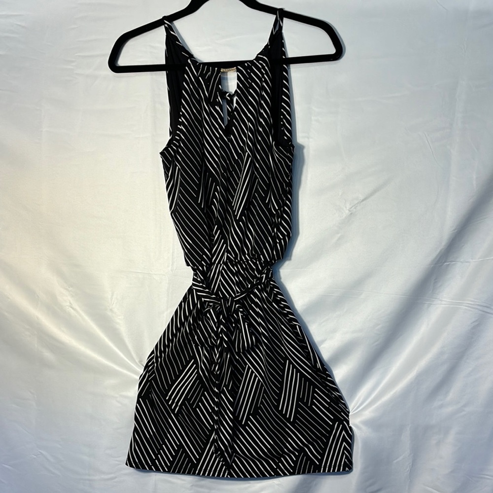 WHBM Sleeveless Belted Mini Dress • Gold Accent + Back Ties